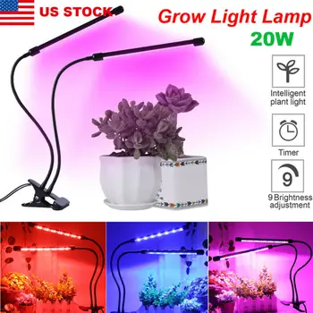 

Dual Head Plant Grow Light Lamp + 40 LED for Indoor Plants Hydroponics 20W PASCC