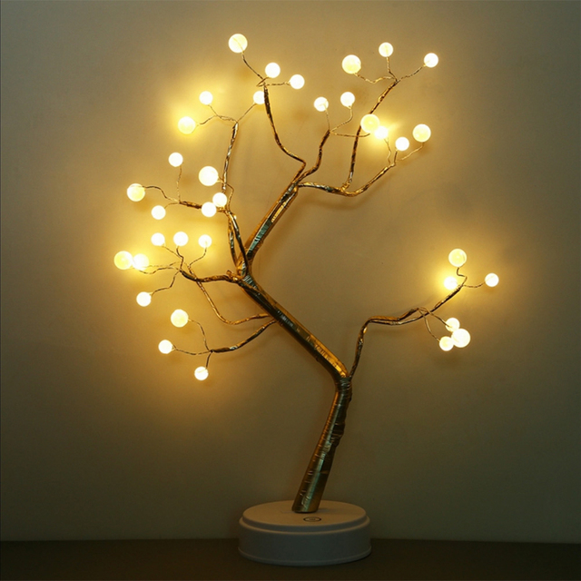 Fairy Night Light Light Christmas Mini Christmas Tree Copper Wire Garland Table Lamp for Kids Bedroom Bar Decor Fairy Lights