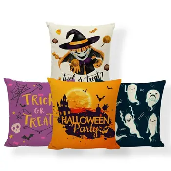 

Happy Halloween Terror Cushion Witch Sugar Skull Pillow Case Trick Treat Nordic