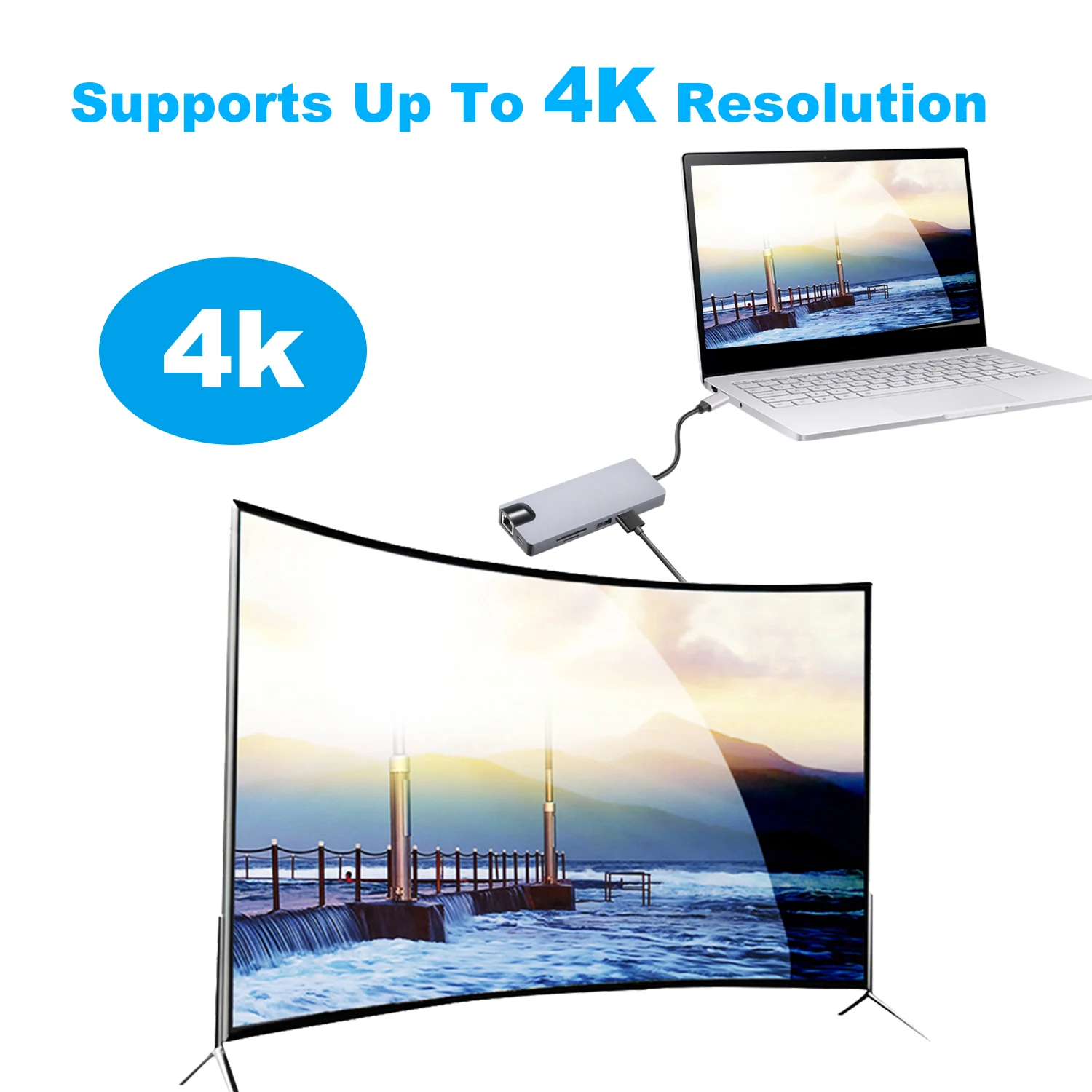 Новинка 8 в 1 type C концентратор USB концентратор адаптер type-C PD usb зарядный порт Dual USB 3,0 RJ45 HDTV VGA выход адаптер для MacBook