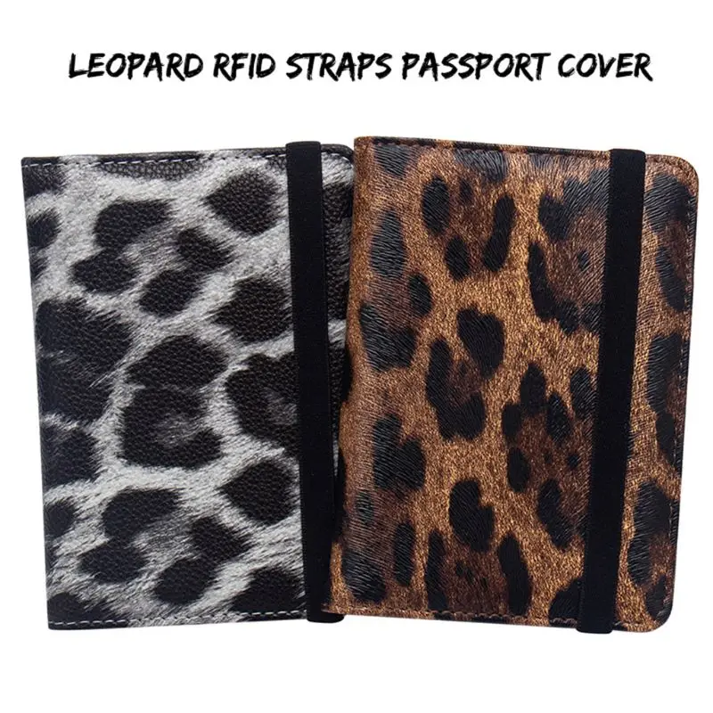 Leopard Pattern Leather Passport Holder Cover Case Credit Card Travel Wallet for Women Men A69C