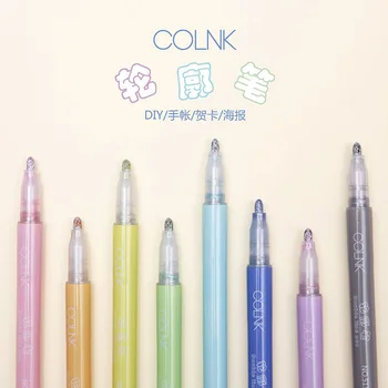 

8 Double-line Contour Pens students draw outline pen with hand ledger 8 color set of fluorescent two-color marker pen