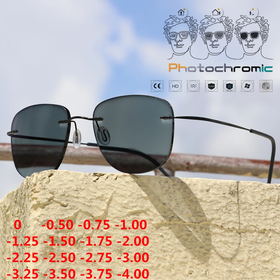 Titanium Transition Aviation Sunglasses Photochromic Reading