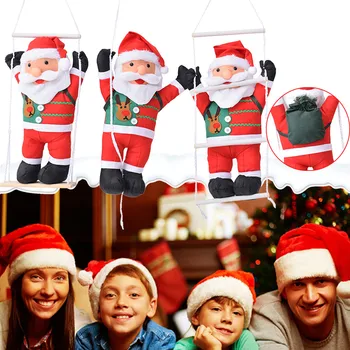 

1PC Christmas Cloth Doll Pendant Xmas Santa Claus Climbing On Rope Ladder Christmas Trees Hanging Home Party Decoration 2020