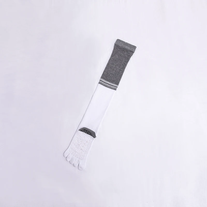 white n gray Осенне-зимняя одежда, женские носки для йоги, выше колена, пять пальцев, Чулки с нескользящей подошвой в горошек, женские носки для пилатеса, йоги, упражнений, йоги - Цвет: white n gray