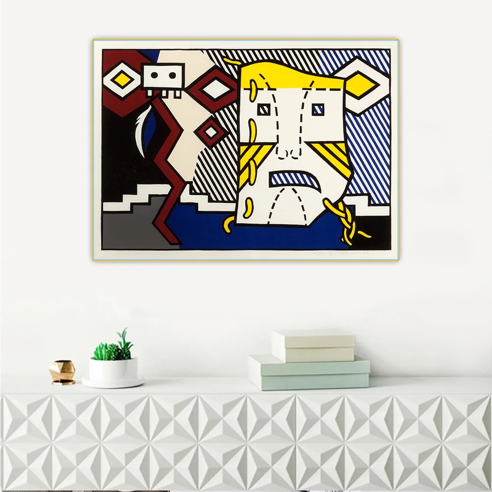 

Citon Roy LichtensteinAmerican Indian Theme IVPop art Canvas Oil Painting Art Picture Wall Background Decor Home Decoration