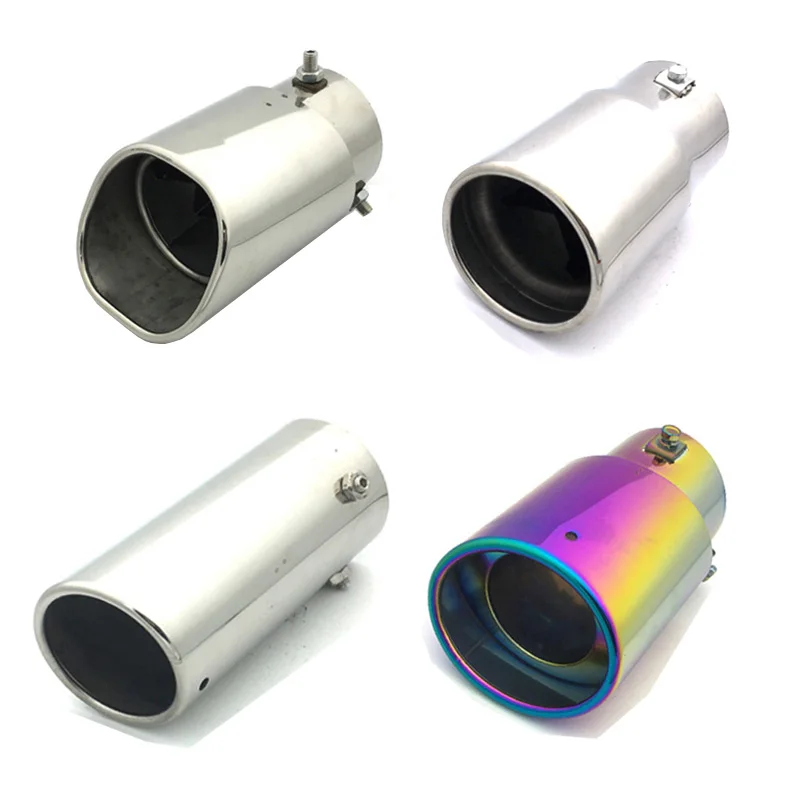 

4 Styles Car Tail Pipe Muffler Throat Outlet Cover Stainless Steel For Less 76 mm Large Throat Exhaust Nozzle End Car Stying