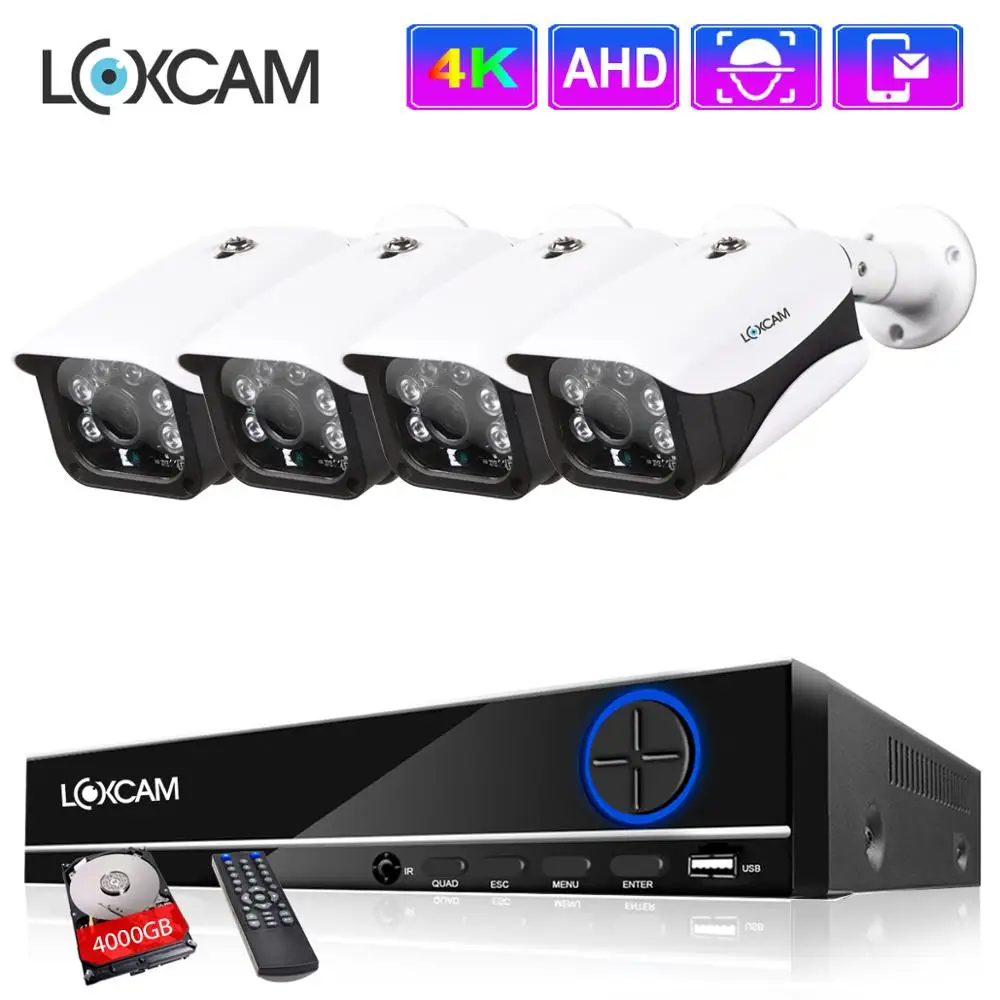 Система видеонаблюдения LOXCAM h.265 + 4 канала 4K Ultra HD наружная Камера Безопасности 8 Мп