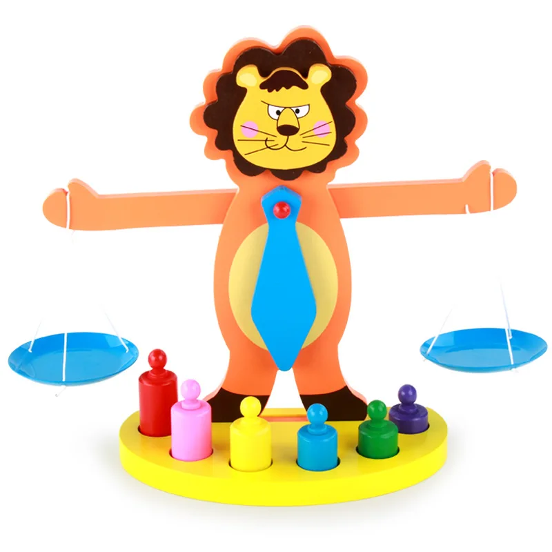 Деревянные весы, детские весы, игра для обучения 1-2-3 лет, обучающая игрушка для детей раннего возраста - Цвет: Lion Balance