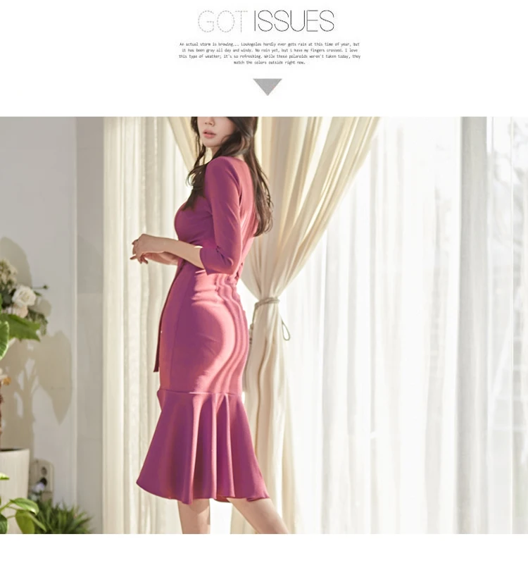 SHIJIA, женская одежда, оборки, подол, посылка, бедра, платье для женщин, Vestidos, глубокий v-образный вырез, тонкая талия, пояс, женское элегантное платье