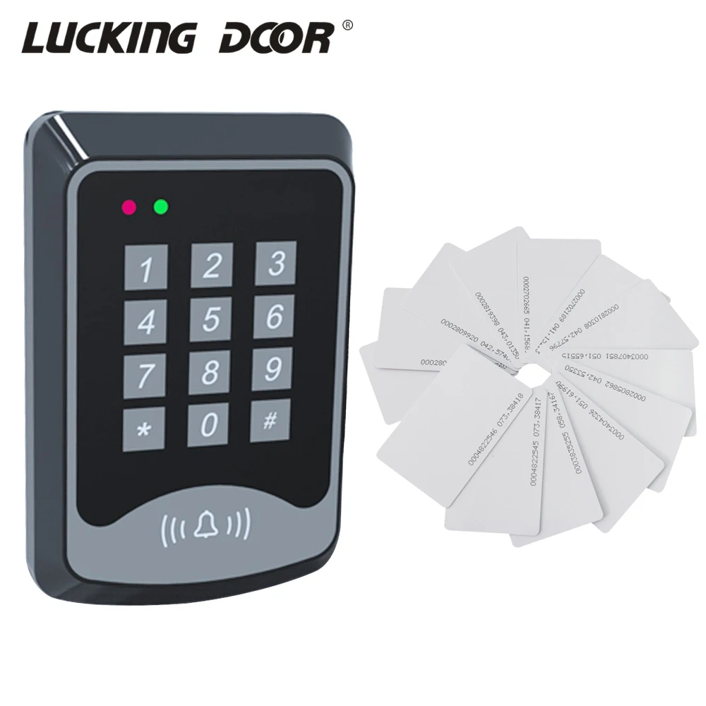 

125Khz RFID Proximity Card Keypad Access Control System Device Machine RFID Card Reader Door Lock System 1000 user Keyfobs Cover
