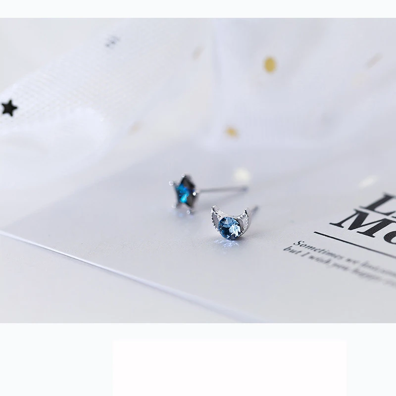 Женские серьги гвоздики из серебра 925 пробы с Луной и звездами|fashion stud earrings|stud