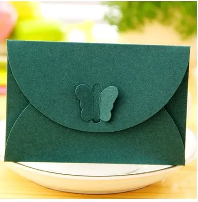 Dark Green 10 шт./лот, цветные бабочки, пряжка, крафт-бумага, конверты, простая любовь, ретро Пряжка, декоративный конверт, маленький бумажный конверт - Цвет: Dark Green