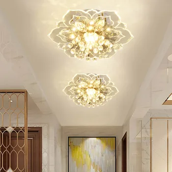 

9W Modern Crystal Ceiling Light Flower-Shaped Crystal Spotlight Downlights Embedded Ceiling Creative Corridor LivingRoom Bedroom