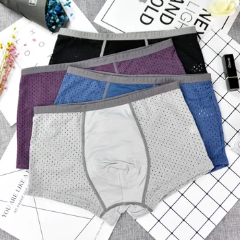 

Men's Underwear Briefs Mid Waist Mesh Breathable Male Shorts Summer Soft Stretch Cotton Underwear for Men