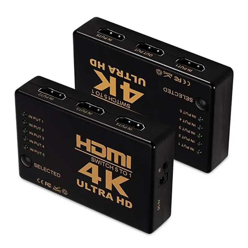 Мини-Коммутатор HDMI 4K HD1080P 3 5 портов HDMI Переключатель Селектор сплиттер с концентратором ИК пульт дистанционного управления для HD tv DVD tv BOX Z2