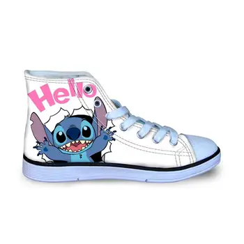 

2020 New Cartoon Children High Top Canvas Shoes Cute Stitch Casual Lace-up Shoes for Boys Autumn Girls Flats Wholesale Dropship