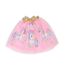 Модная юбка для маленьких девочек; детское бальное платье принцессы с единорогом; сетчатая юбка-пачка для девочек; D014
