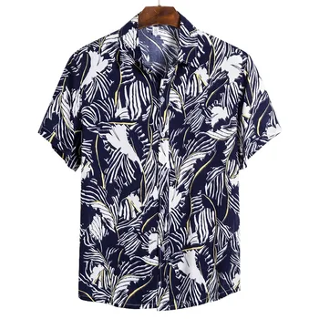 

2020 Men Hawaiian Casual Wild Shirts Men Tropical Button Tops New Arrival Fashion Shirts Casual Short-sleeve Men Slim Fit Shirts