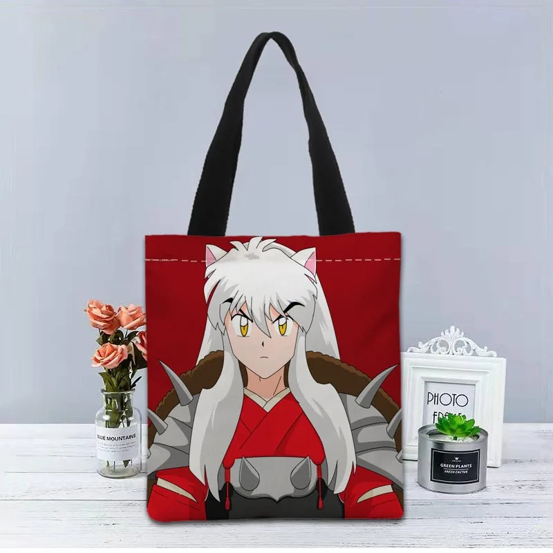 Anime InuYasha Handbag Foldable Shopping Bag Reusable Eco Large Unisex Canvas Fabric Shoulder Bags Tote Grocery Cloth Pouch 1208 