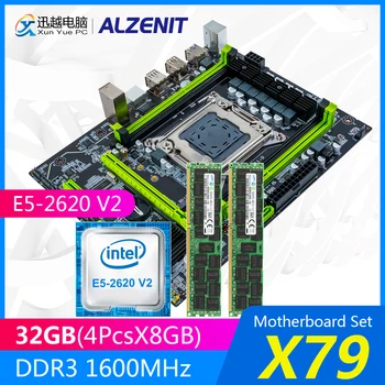 

ALZENIT X79 Motherboard Set X79M-CE3 PLUS M.2 MATX With Intel Xeon E5-2620 V2 2.1GHz CPU 4*8GB (32GB) DDR3 1600MHz ECC/REG RAM