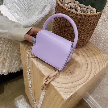 

Beads Mini PU Leather Crossbody Bags For Women 2020 Chain Shoulder Handbags Female Travel Elegant Cross Body Bag Ladies Totes