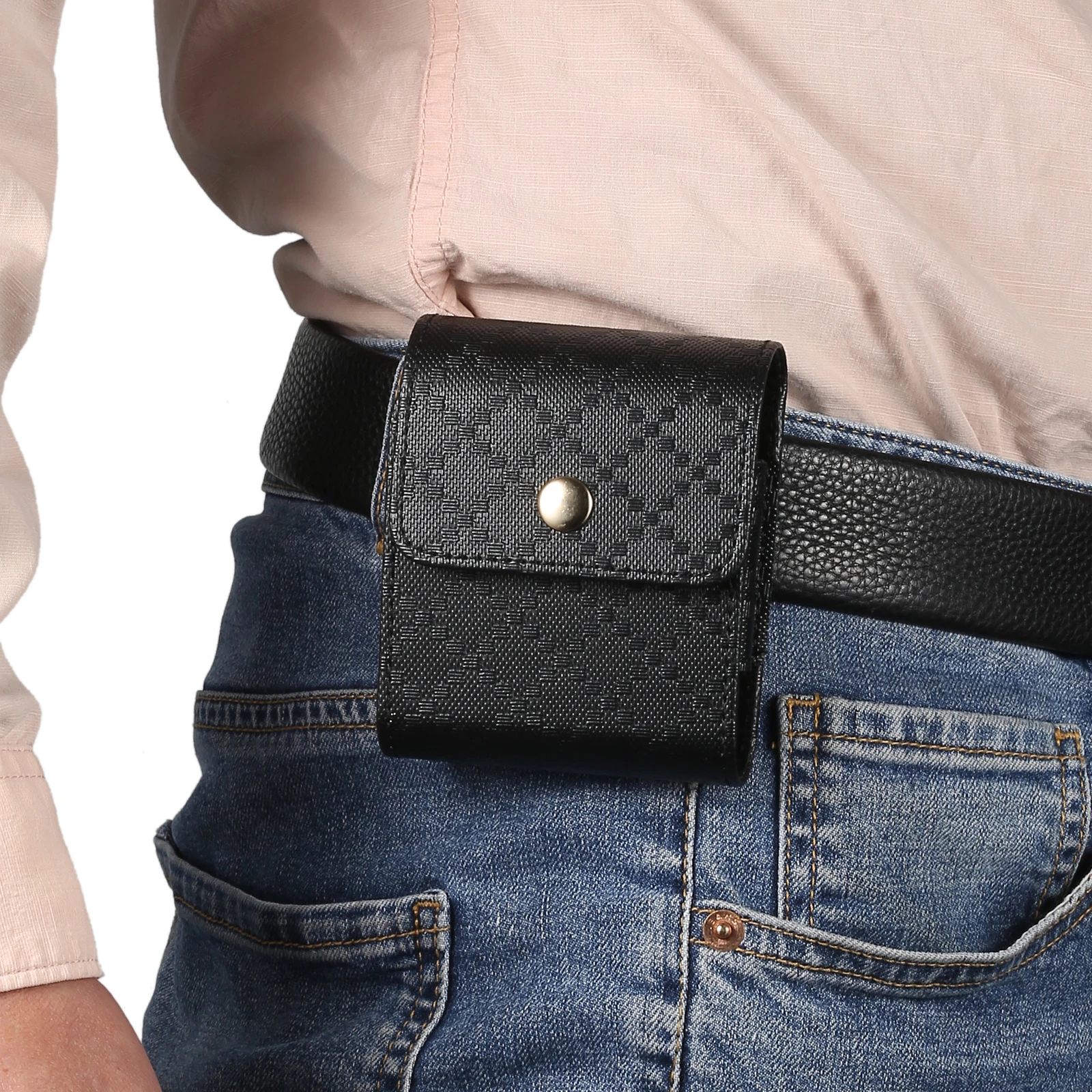 Luxurious Checked Grain Leather Belt Clip Case - Premium Protection