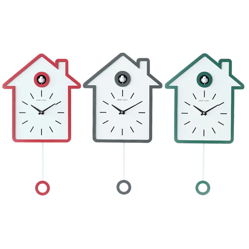 Cuckoo Wall Clock, Plastic Modern Bird House Quartz Hanging Watch Decoration Alarm Clocks For