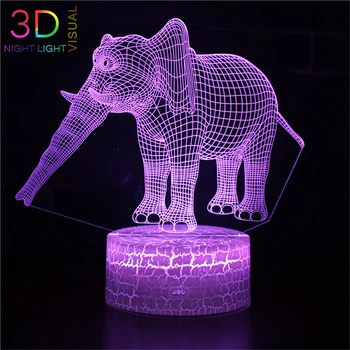 

ATOPH Boys Girls Bedroom Bedside Lamp Elephant 3D Night Light with 16 Color Changing