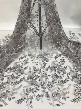 

top quality newest style embroidery net tulle mesh lace fabric with flower JOY-31510 french style seuqins lace for party dress