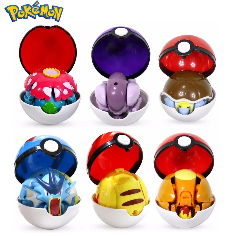 Original Pokemon Toys Set Pocket Monster Pokeball Deformable Pikachu Poke Ball Model Charmander Anime Collect for Kids Gift | Багаж и