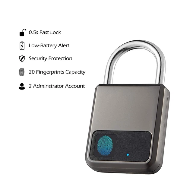US $20.31 Fingerprint PadlockSmart PadlockCombination Lock Suitable for House Door Bookcase Suitcase Backpack