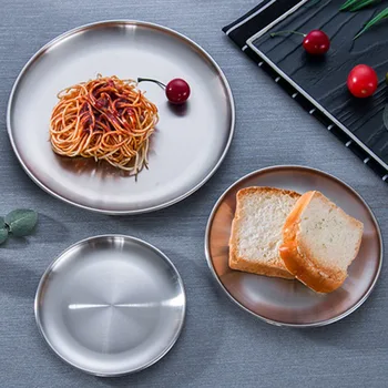 

Metal Storage Tray Box Dinner Plates Jewelry Storage Organizer Round Snack Fruit Cosmetics Stainless Steel Container Decorations