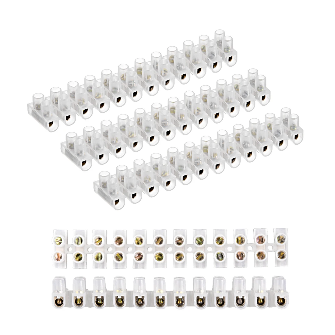 

uxcell Terminal Block Strip, 12 Position Dual Row Wire Connector Screw Terminal Barrier Strip 5pcs 20A