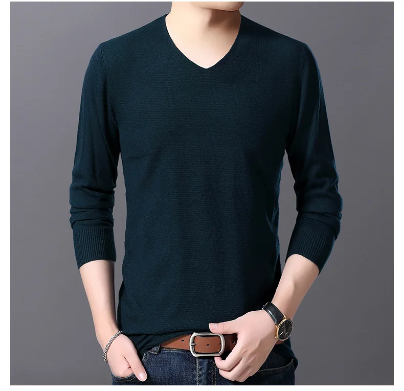 

Sweater Men's clothing spring thin autumn V-neck long-sleeved loose knitted sweaters
