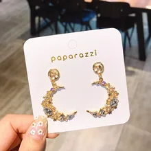 Новые корейские изогнутые серповидные серьги нежные циркониевые серьги в форме Луны в сердце девушки Модные женские ювелирные изделия