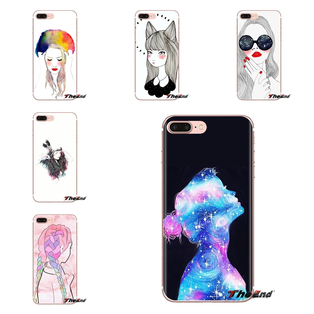 For HTC U11 One M7 M8 A9 M9 M10 E9 Desire 630 530 626 628 816 820 Motorola G G2 G3 Silicone Skin Cover lovely figure sketch girl |
