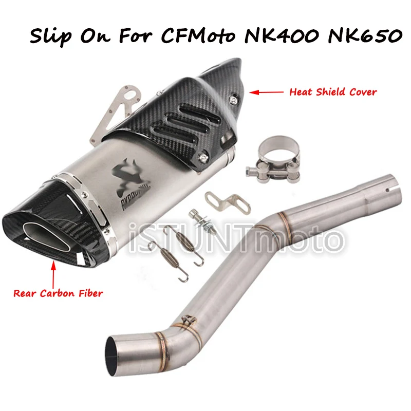 Слипоны для CFMoto 400NK NK400 650 NK650 650NK мотоцикл модифицированный скутер среднего звенья трубы полная система с Akrapovic выхлопной