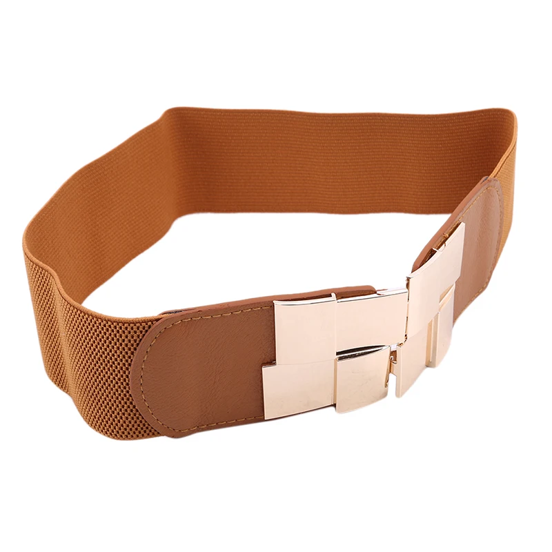 Высокое качество женский широкий пояс Пояс Многоцветный квадратная пряжка платье декоративный пояс женский тонкий эластичный пояс