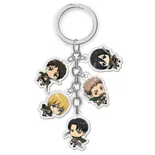 Anime Peripheral Attack on Titan Acrylic Double-Sided Transparent Keychain Five-a Set of Pendant