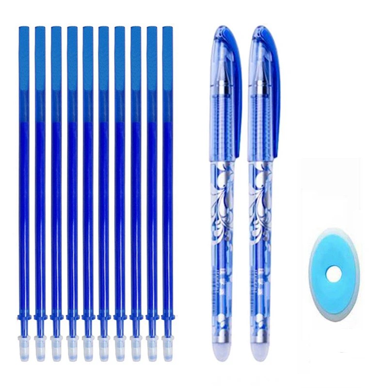 Erasable Pen Set Washable Handle Blue Black Color Ink Writing Ballpoint