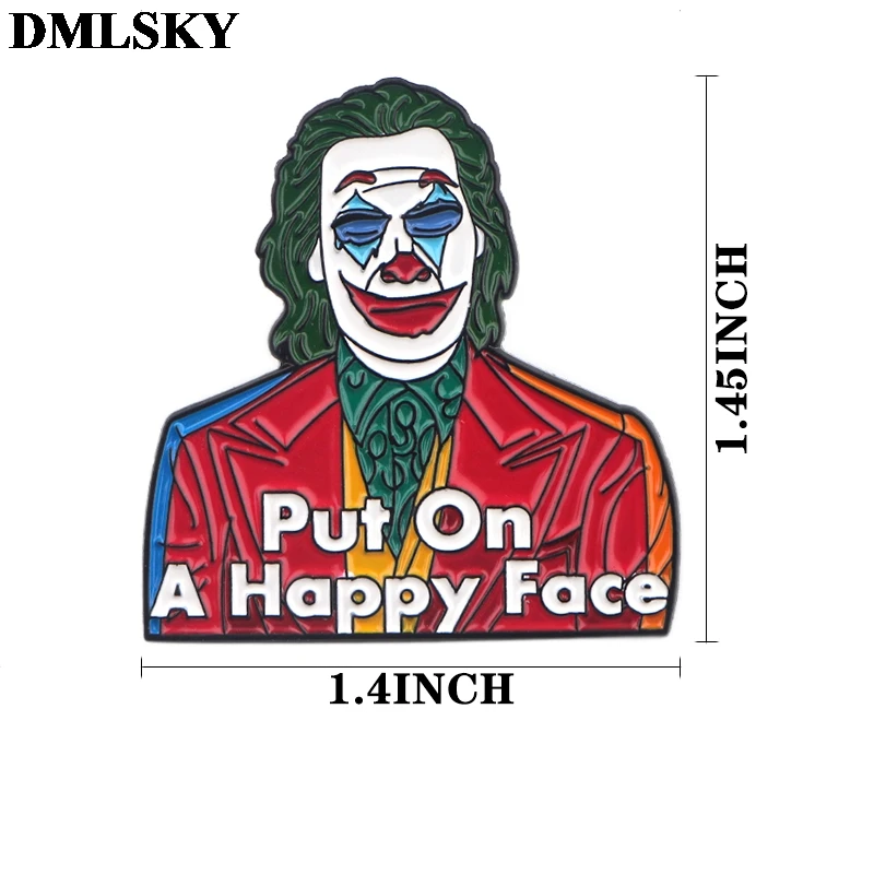 DMLSKY Joker мультфильм Металлические Булавки эмалированные Броши для женщин и мужчин Нагрудный значок для рюкзака джинсовая брошь воротник ювелирные изделия M4113