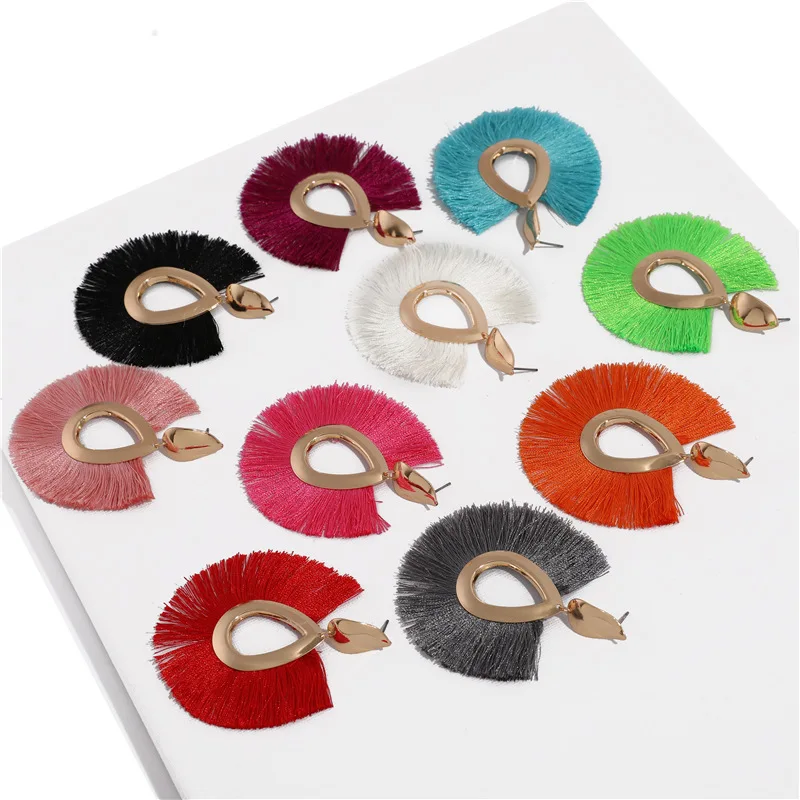 Boho Waterdrop Shaped Tassel Dangle Earrings for Women Party Jewelry