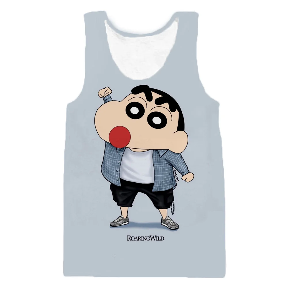 Crayon Shinchan 3D смешной мультяшный принт жилет летние милые тренды унисекс жилет Повседневный панк ветер мужские топы