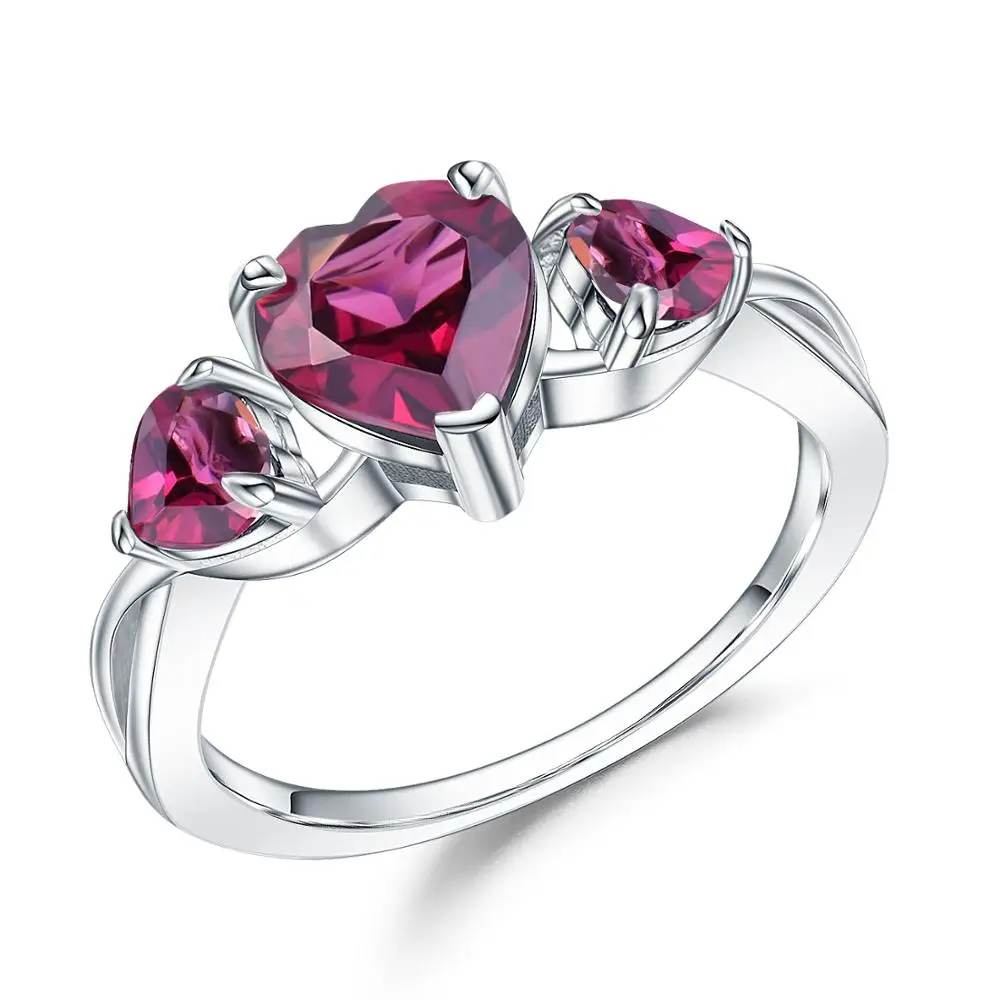 GEM'S BALLET 2.06Ct Natural Rhodolite Garnet Heart Rings 100%925 Sterling Silver Gemstone Ring For Women Valentine's Day Jewelry GEM'S BALLET 2.06Ct Natural Rhodolite Garnet Heart Rings 100%925 Sterling Silver Gemstone Ring For Women Valentine's Day Jewelry
