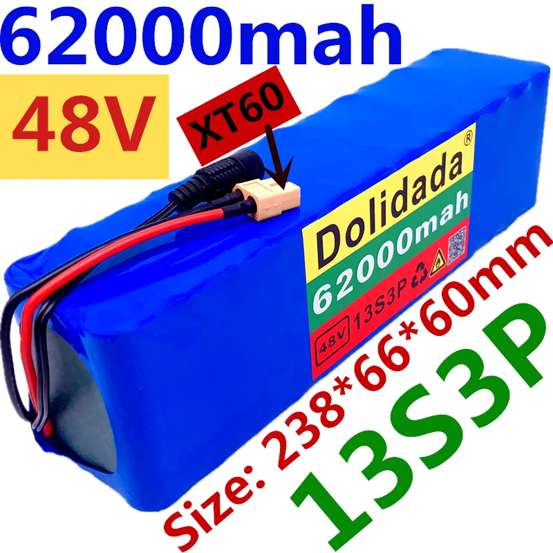 48v литий-ионный аккумулятор 62Ah 1000w 13S3P комплект батарей для 54 6 v E-велосипед