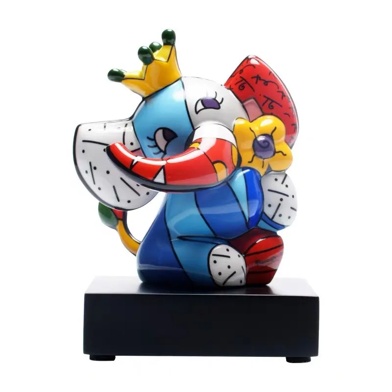 

Art Office Gift Home Living Room Desk Decoration Decoration Britto Color Elephant Ceramic Statue Business Gift M2221