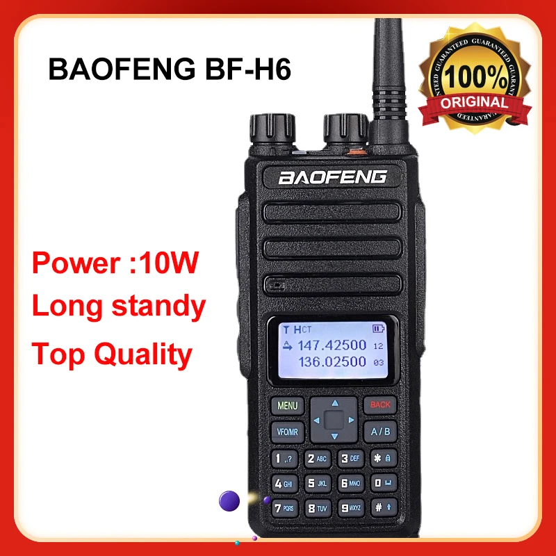 Baofeng Bf-H6 Amatoriale 20Km Radioamatori Ad Alta Potenza Trasmettitore Lungo Standy Radio Bidirezionale Radio Dual Band Comunicador
