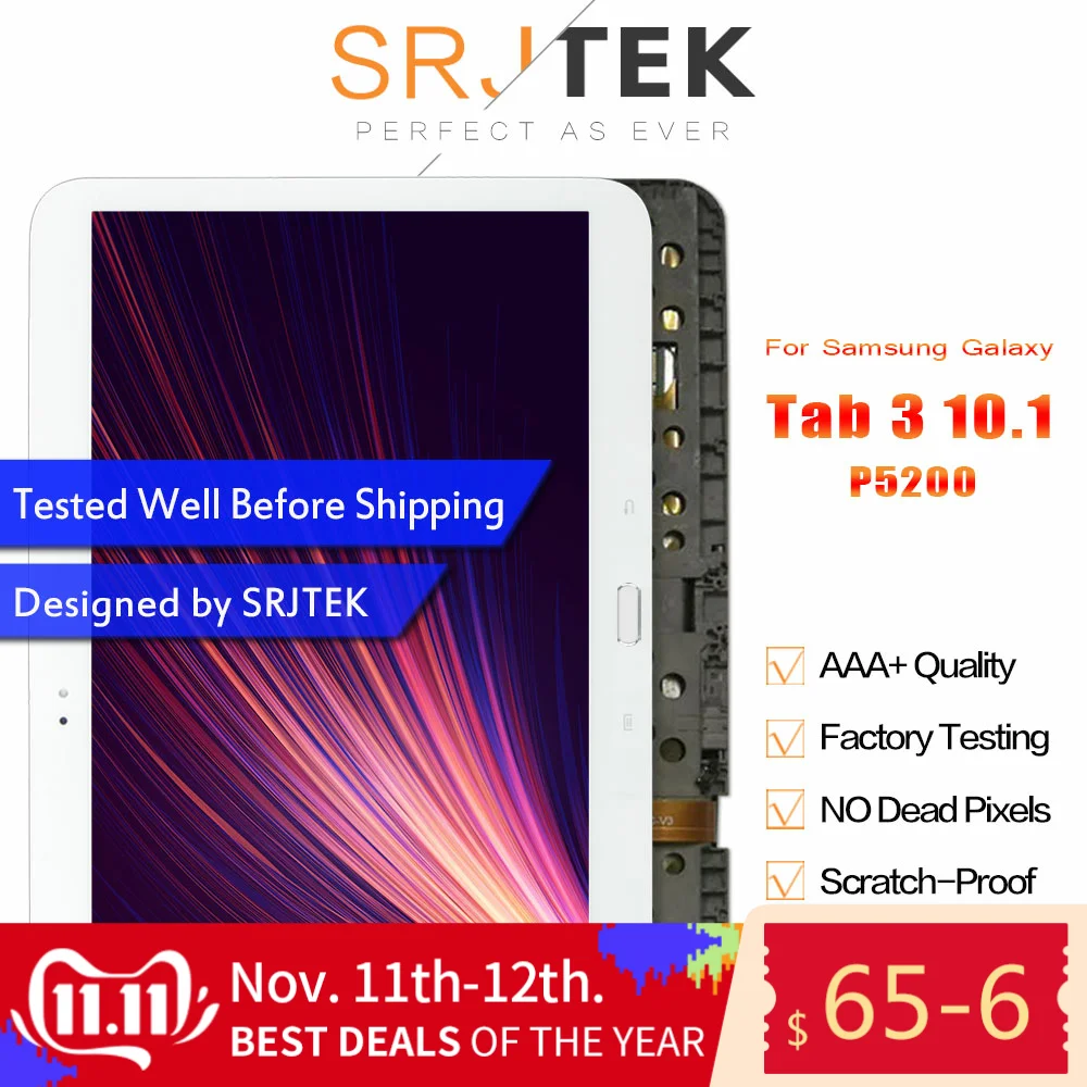 Дисплей для Samsung Galaxy Tab 3 GT-P5210 P5210 P5200 ЖК-дисплей Дисплей Сенсорный экран Стекло дигитайзер в сборе с рамкой для P5200