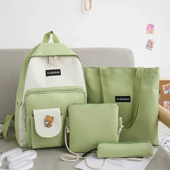 

Four-piece Female Korean Harajuku Mori Backpack Fashion All-match Small Fresh Sweet Cute High School Student Schoolbag Sac A Dos